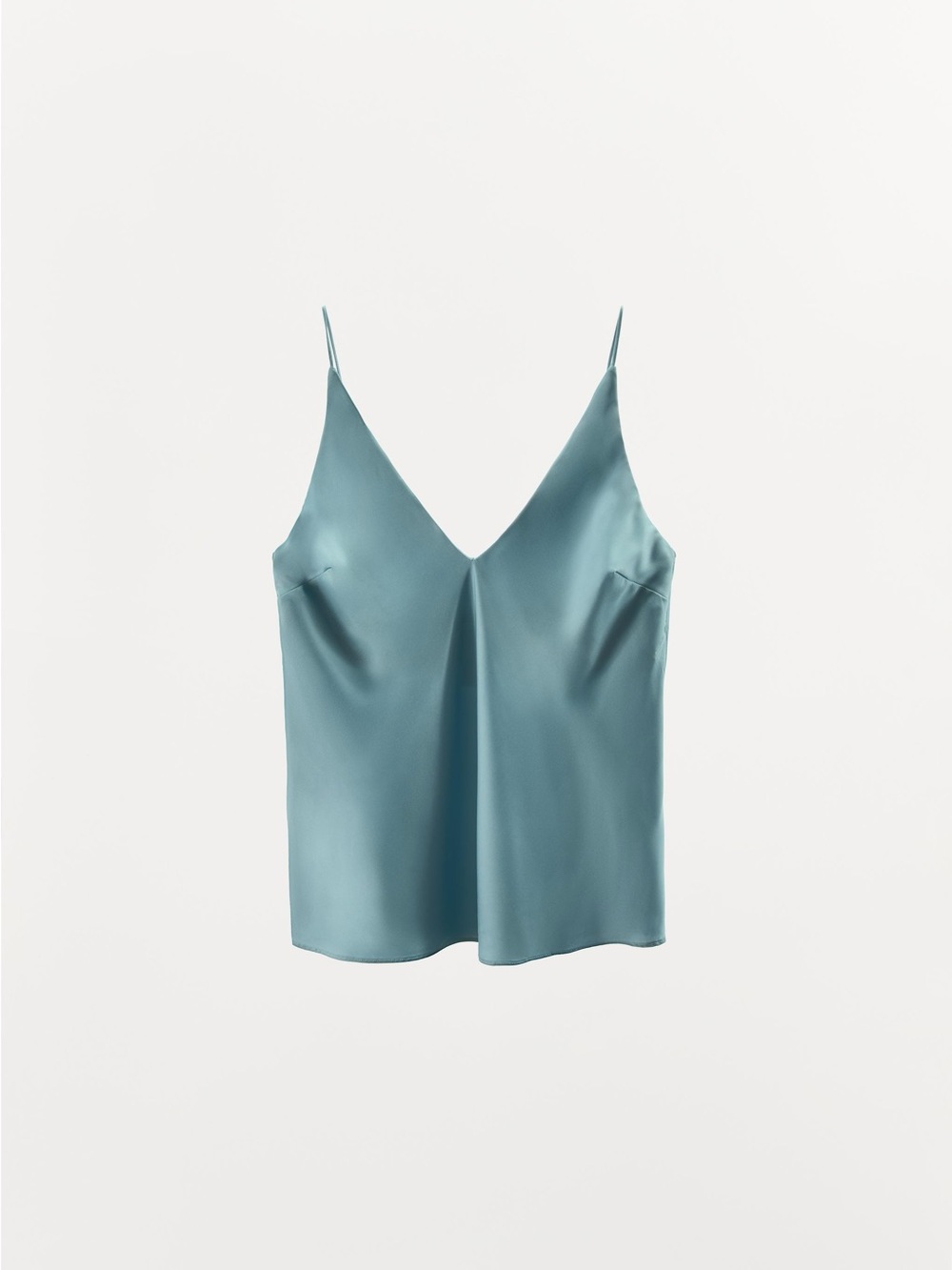 Zara Light Blue Satin V-Neck Cami Top 1067/919/406/XL